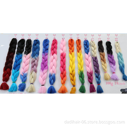 Factory Wholesale Cheap Price Ombre Jumbo Braid Three Colored Synthetic fiber Braiding Hair extensions